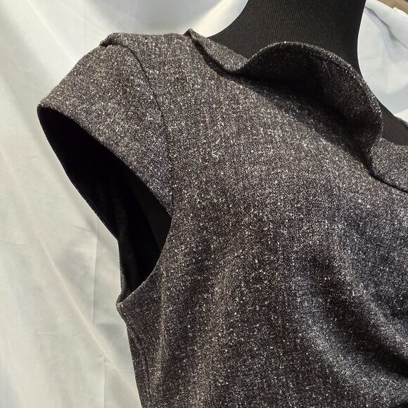 White House Black Market Gray Ruffle Dress Size 14 Lined Slit - Picture 2 of 8